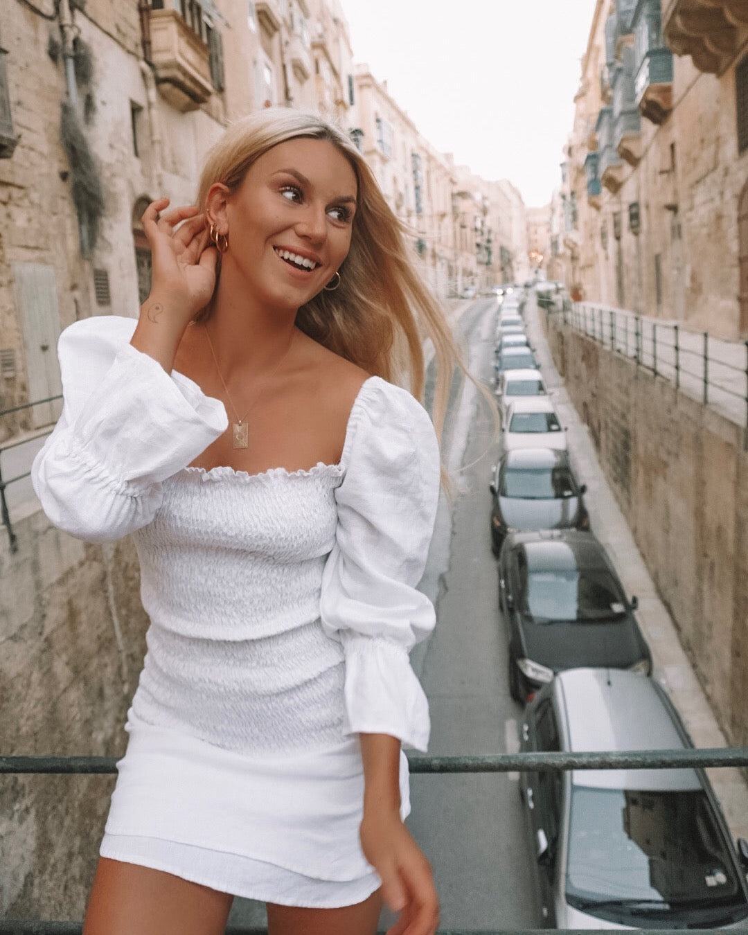 The Valletta Mini Dress in Crisp White