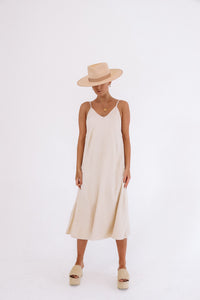 The Lola Midi Dress in Natural Textured Cotton