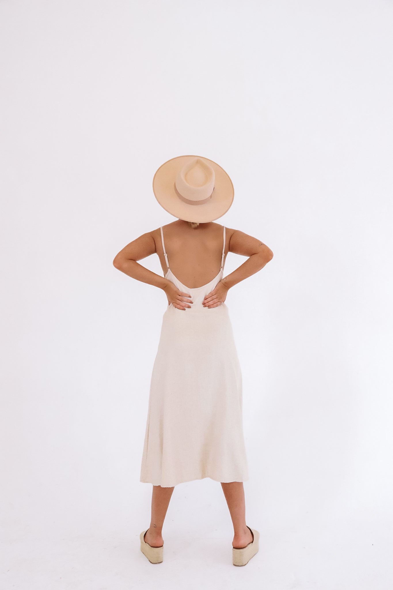 The Lola Midi Dress in Natural Textured Cotton