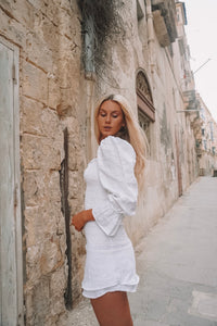 The Valletta Mini Dress in Crisp White