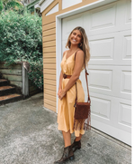 Load image into Gallery viewer, The Lola Midi Dress in Mustard
