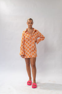 THE FREYA DRESS ORANGE CHECKER