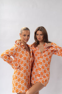 THE FREYA DRESS ORANGE CHECKER