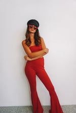 Load image into Gallery viewer, Wild Child Bell Bottoms in Cherry Cola + FREE Matching Tube Top
