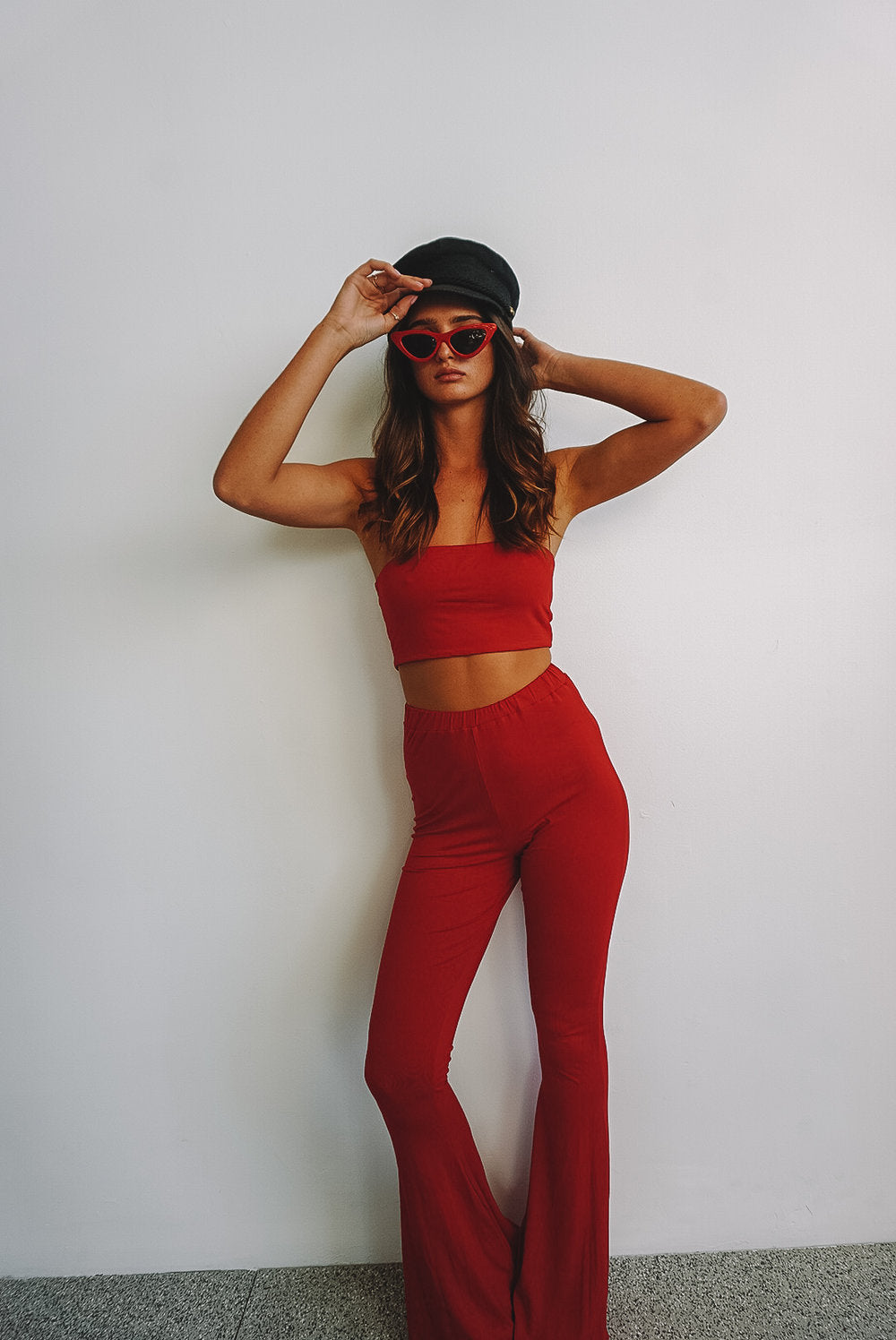 Wild Child Bell Bottoms in Cherry Cola + FREE Matching Tube Top
